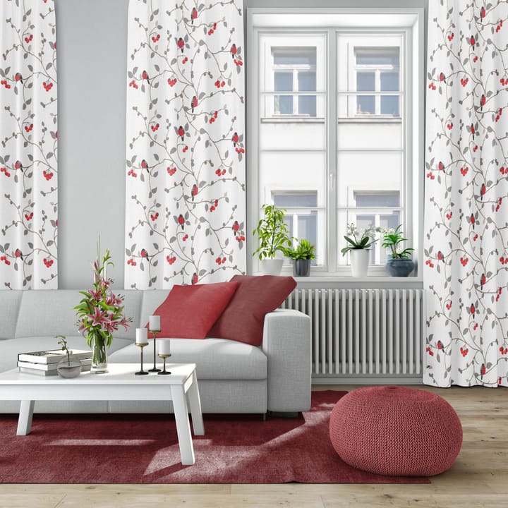 Paradisäpplen tyg, Offwhite-grår-röd Arvidssons Textil