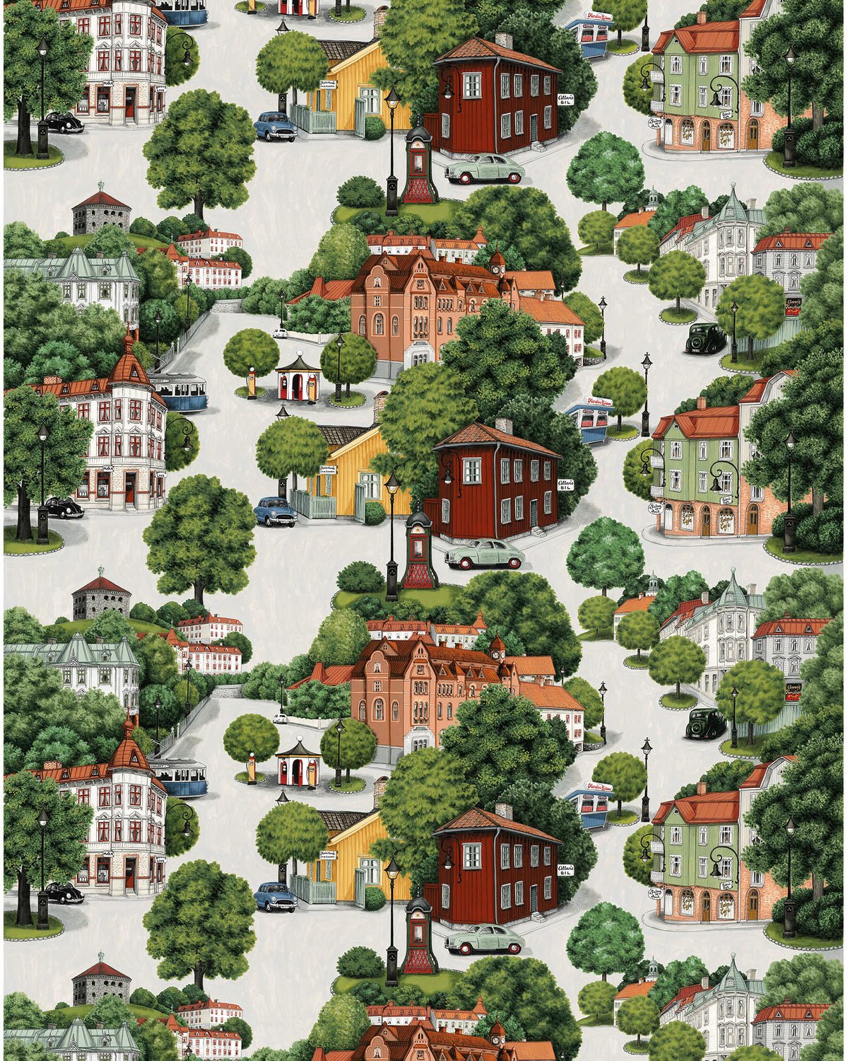 Arvidssons Textil Sommarstad tyg Grön | Skandinavisk Design | Tyger & Metervaror | Multi