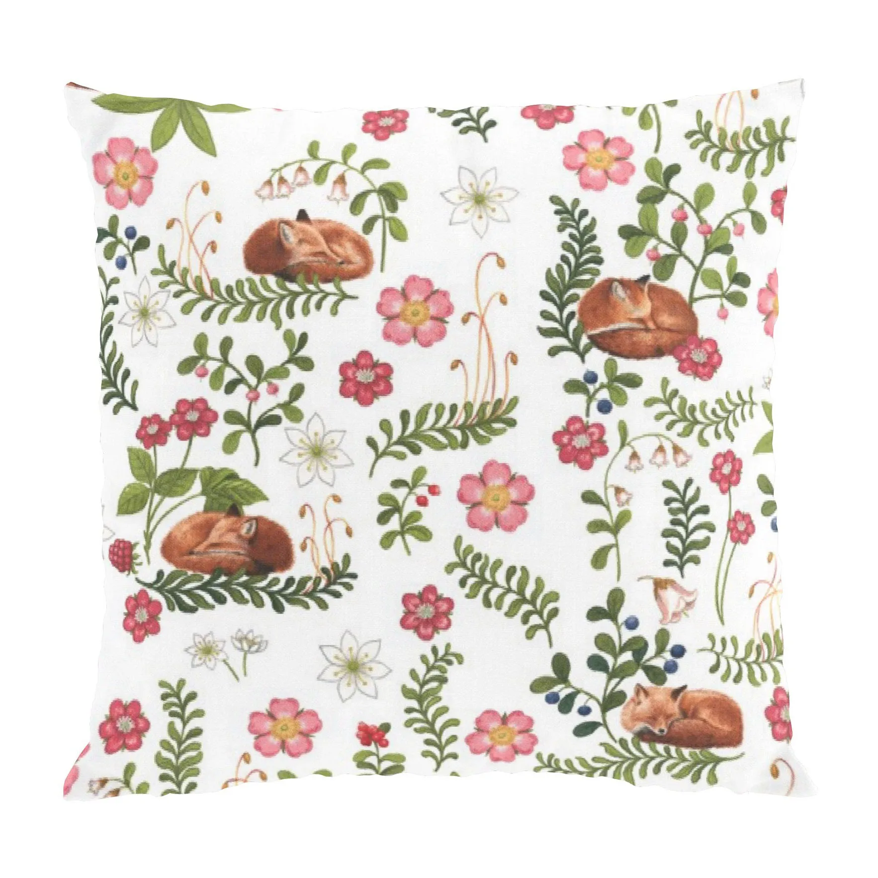 Sova räv kuddfodral 47x47 cm, Grön-rosa Arvidssons Textil