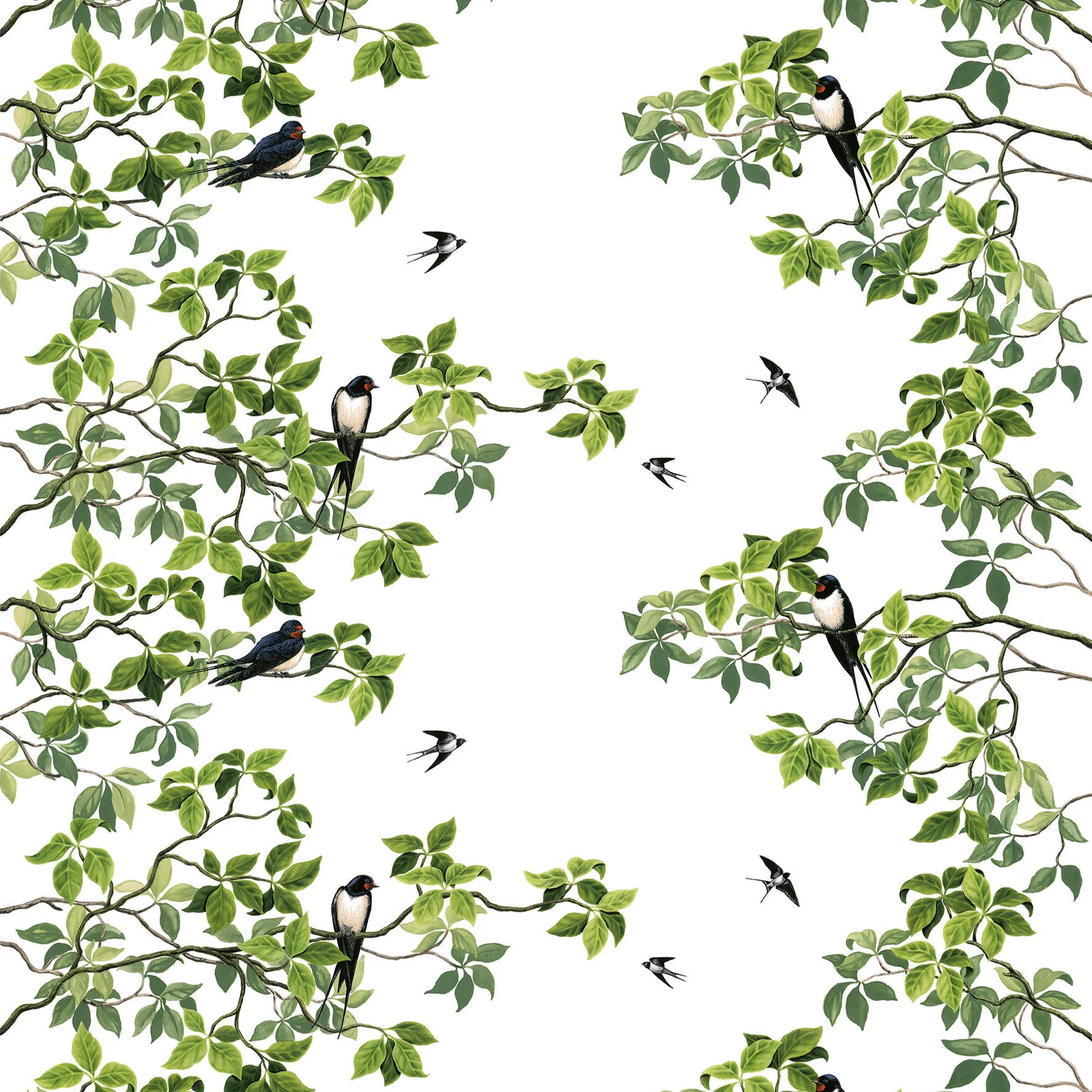 Svallöv tyg, vit Arvidssons Textil