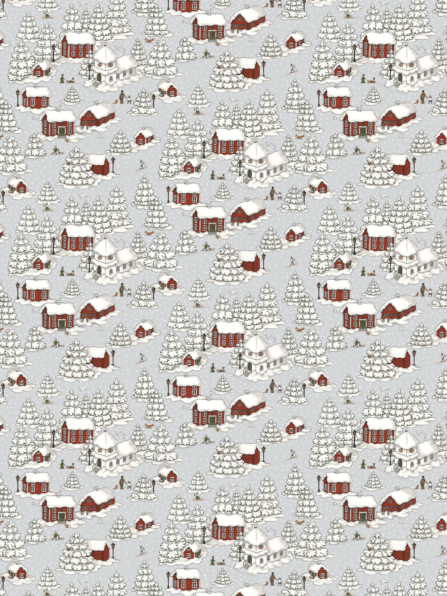 Timmerbyn tyg, Grå-röd Arvidssons Textil