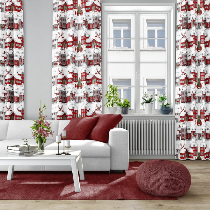 Tomteboda tyg, Off white-röd Arvidssons Textil