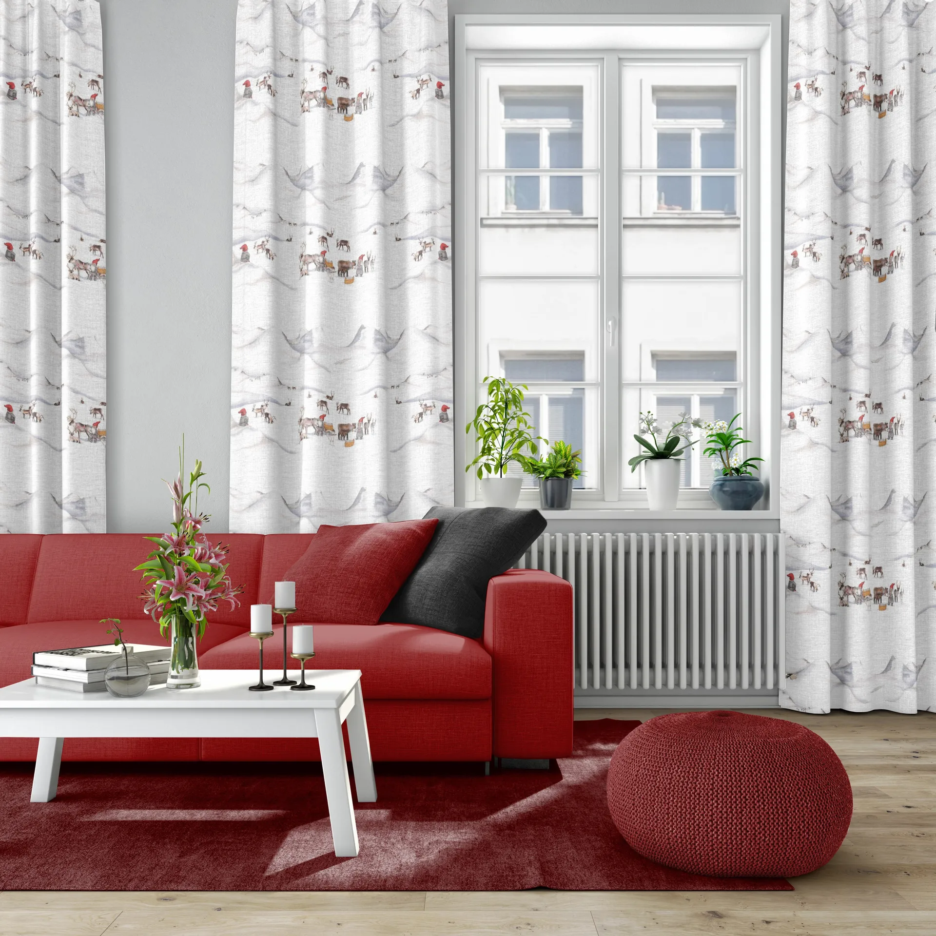 Tomteland tyg, Offwhite-grå Arvidssons Textil
