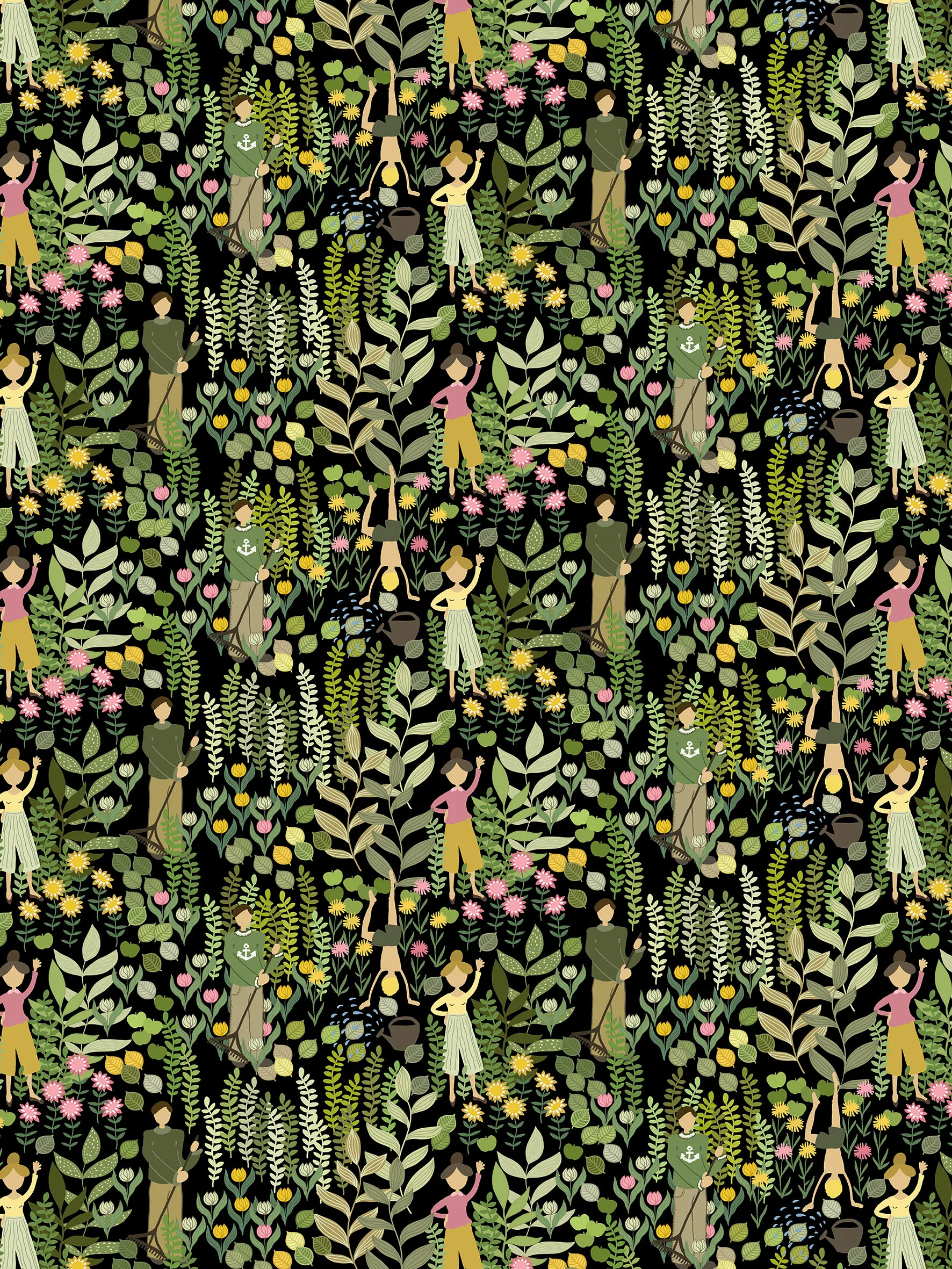 Trädgård tyg, Svart-grön Arvidssons Textil
