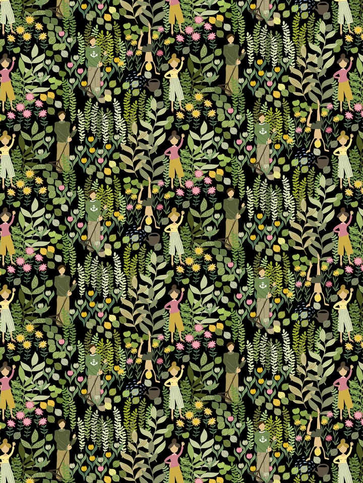 Trädgård tyg - Svart-grön - Arvidssons Textil
