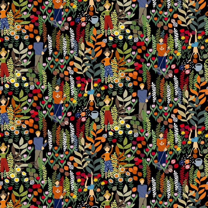 Trädgård tyg - Svart-multi - Arvidssons Textil