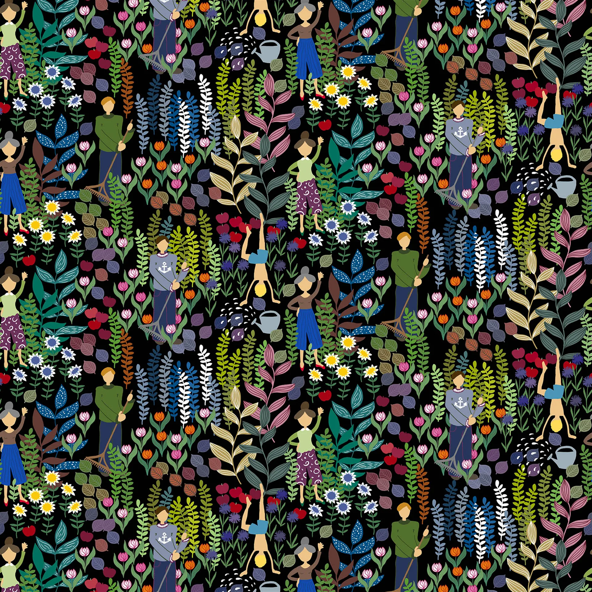 Trädgård tyg, svart Arvidssons Textil