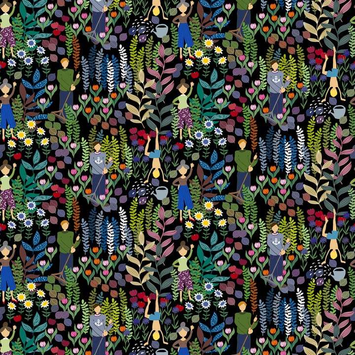 Trädgård tyg - svart - Arvidssons Textil