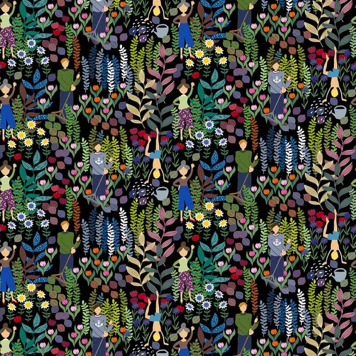 Trädgård tyg - svart - Arvidssons Textil