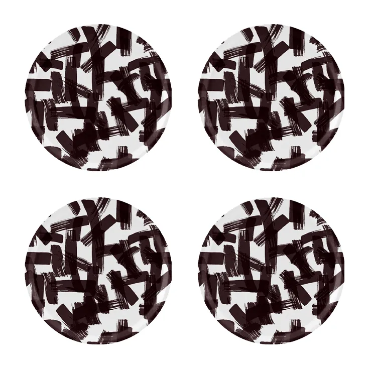 Kryss glasunderlägg Ø11 cm 4-pack, Black-white Åry Home