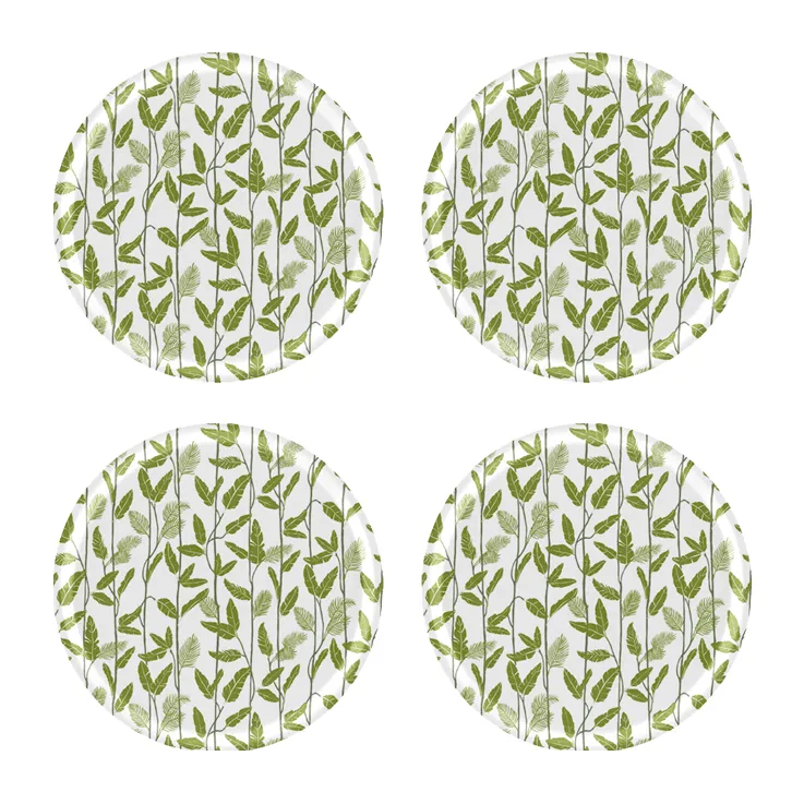Mougli Green glasunderlägg Ø11 cm 4-pack, Green-white Åry Home
