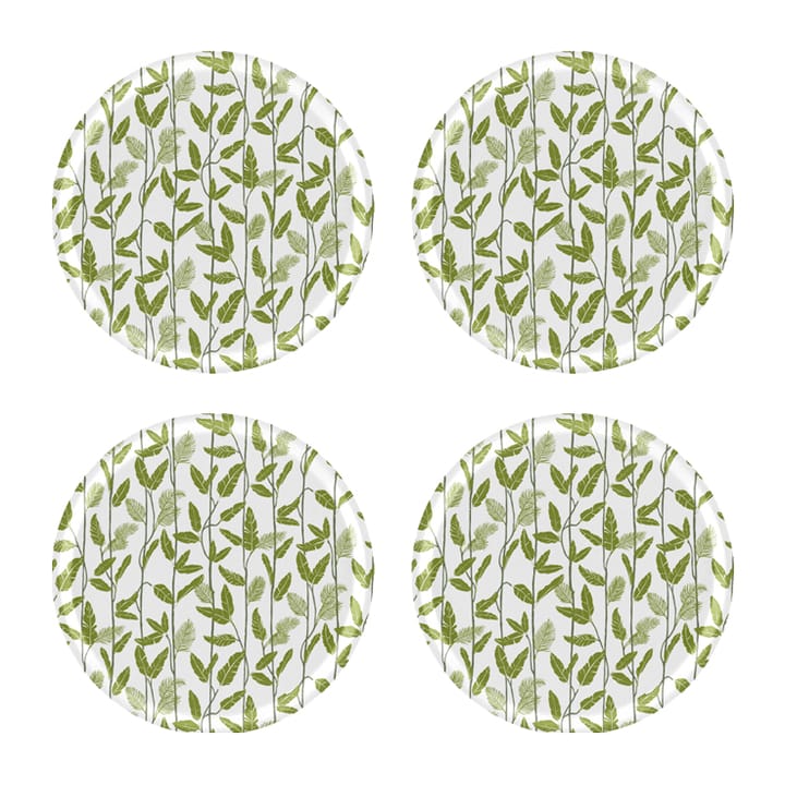Mougli Green glasunderlägg Ø11 cm 4-pack - Green-white - Åry Home