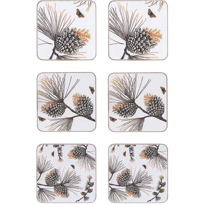 Pine Cone glasunderlägg 6-pack, Cotton white Åry Home