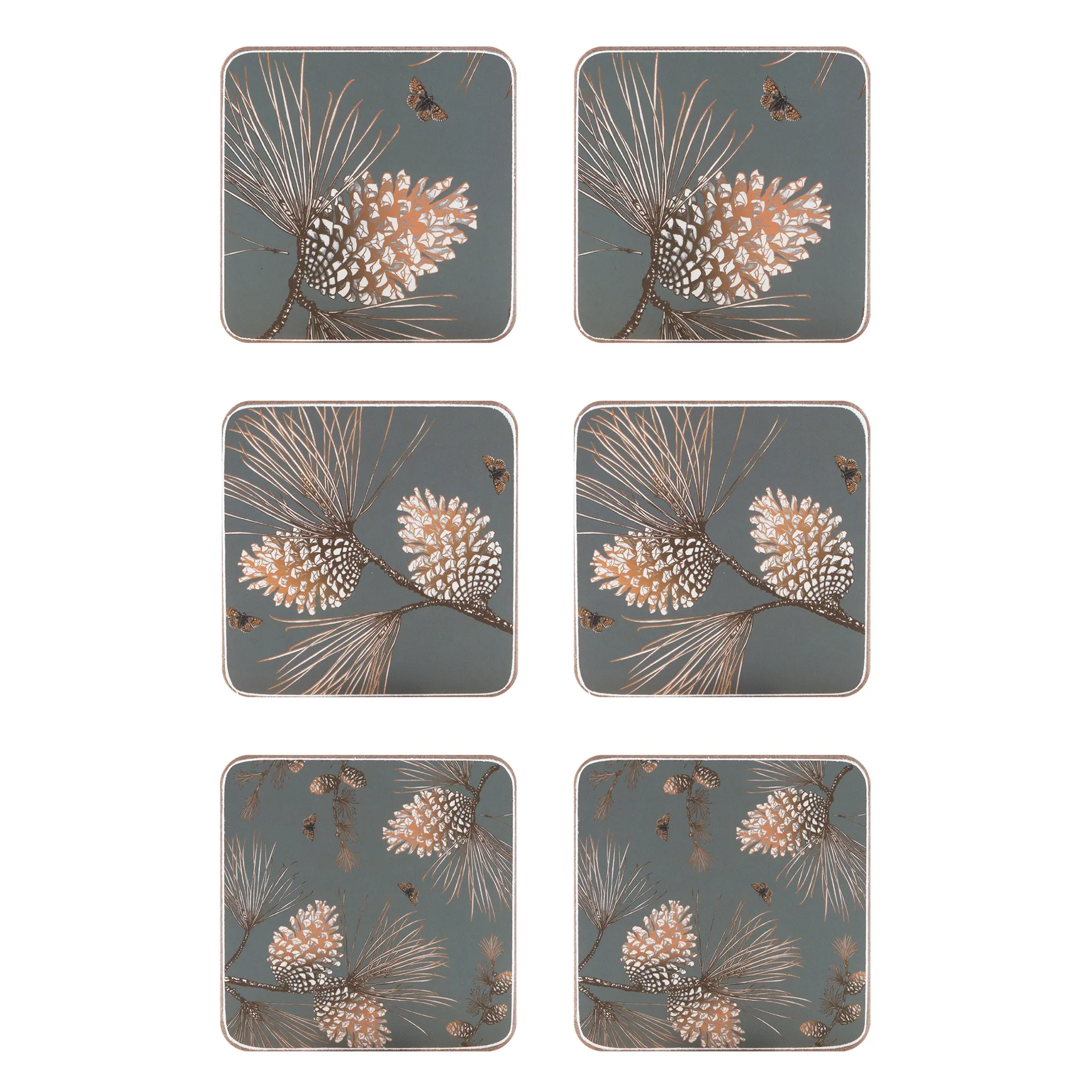 Pine Cone glasunderlägg 6-pack, Moss grey Åry Home