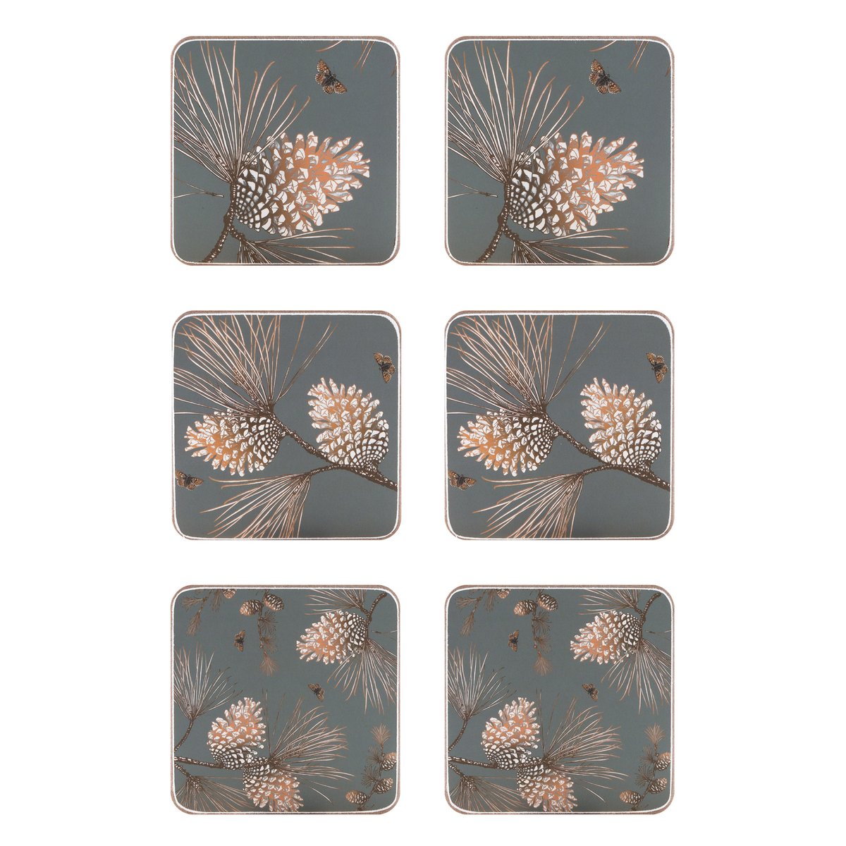 Åry Home Pine Cone glasunderlägg 6-pack Moss grey | Skandinavisk Design | Glasunderlägg | Grå