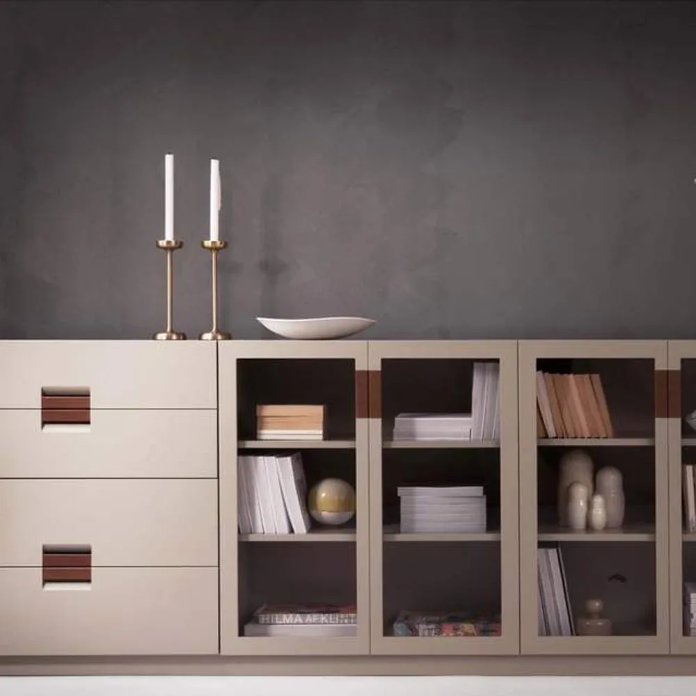 Frame medium byrå, dark sand, läder cognac Asplund