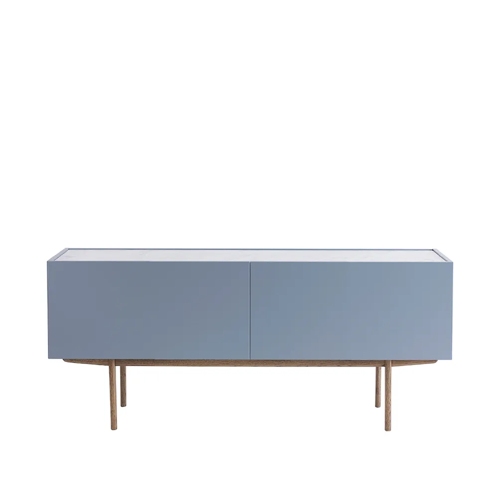 Luc Deluxe 160 sideboard, nordic blue, topp carrara, ben p4, lådor Asplund