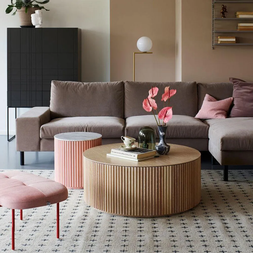 Petit Palais sidobord, dusty pink, h42, topp carraramarmor Asplund