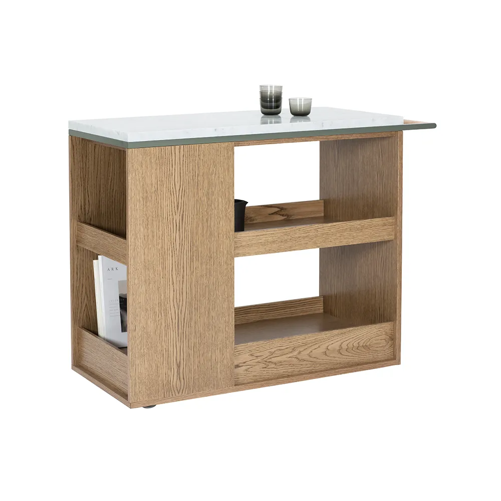 Remy serveringsvagn, valnötsbetsad ek (p4), carrara marmor, green khaki Asplund