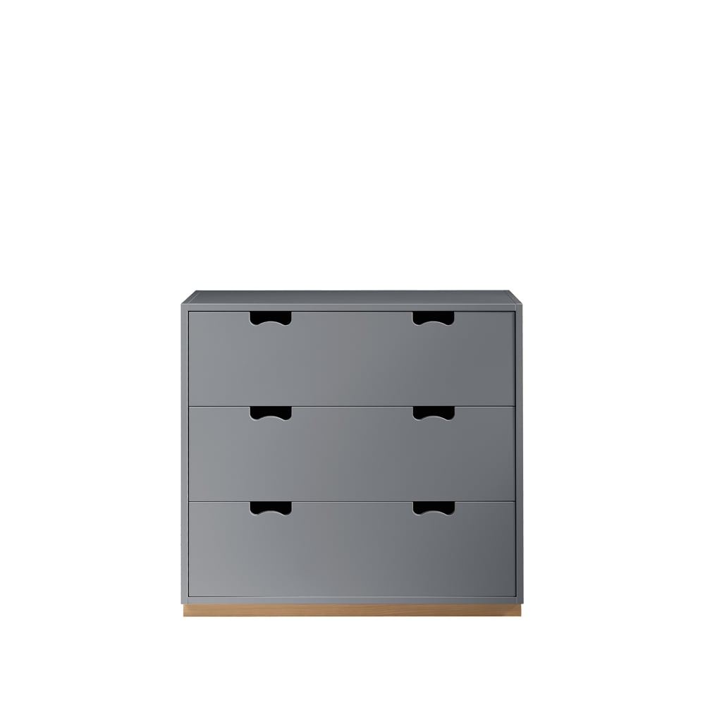 Asplund Snö A3 byrå storm grey, björksockel | Skandinavisk Design | Byråer | Grå