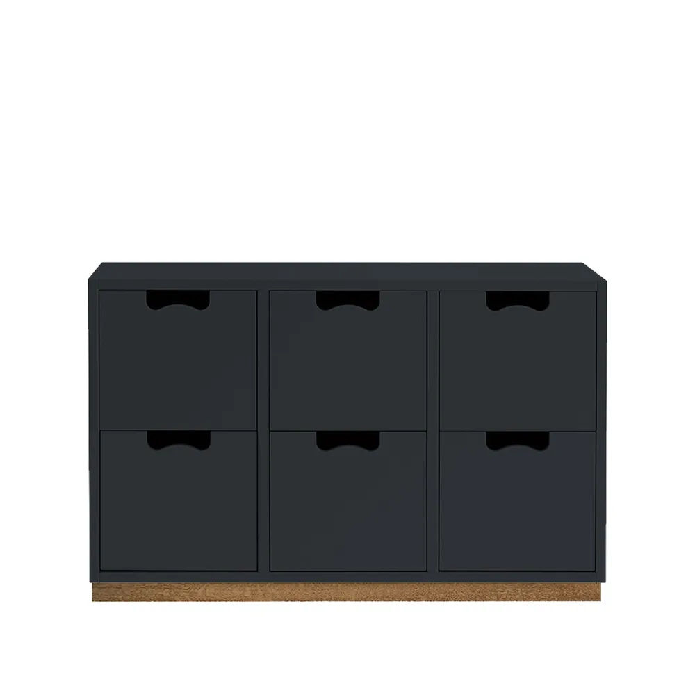 Asplund Snö B2 byrå char grey, eksockel