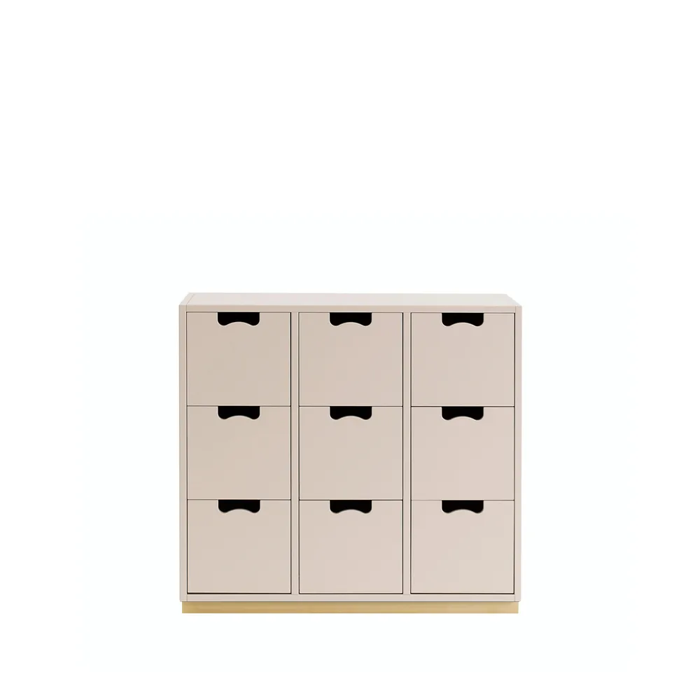 Asplund Snö B3 byrå rose, björksockel