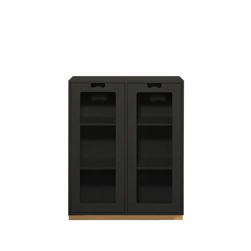 Snö E vitrinskåp, char grey, björksockel, dj.42 cm Asplund