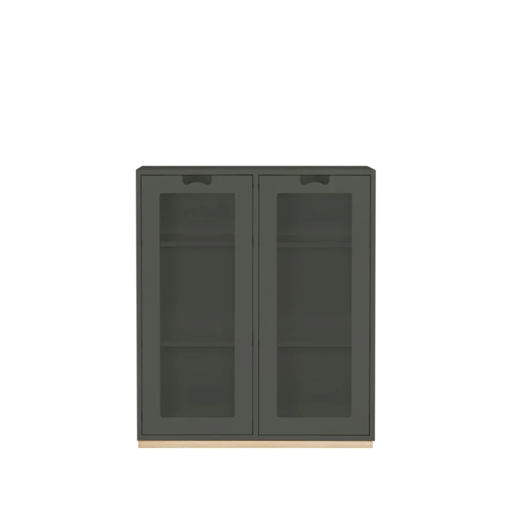 Snö E vitrinskåp, green khaki, björksockel, dj.42 cm Asplund