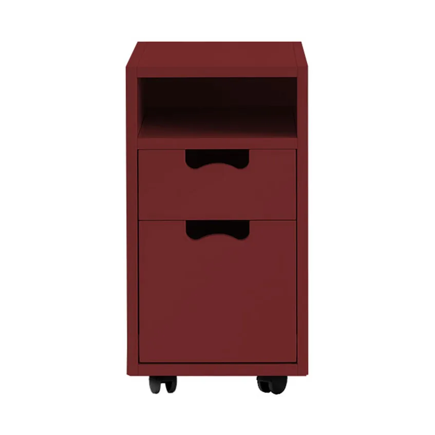 Asplund Snö G3 sängbord Brown red, svarta hjul | Skandinavisk Design | Sängbord | Röd