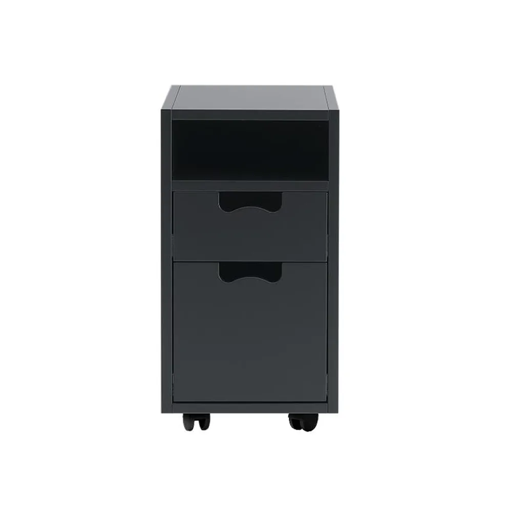 Snö G3 sängbord, char grey, svarta hjul Asplund