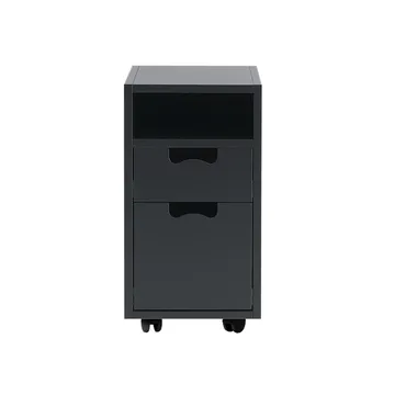 Snö G3 sängbord - char grey, svarta hjul - Asplund