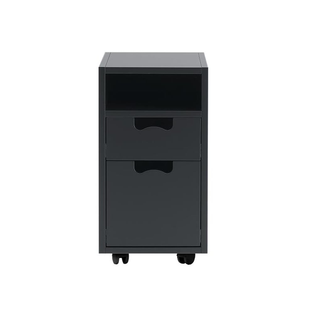Asplund Snö G3 sängbord char grey, svarta hjul | Skandinavisk Design | Sängbord | Grå