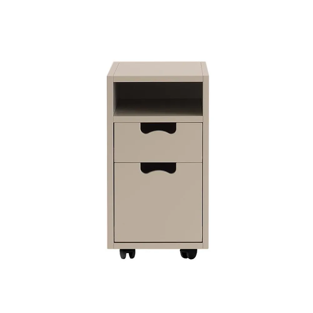 Snö G3 sängbord, dark sand, svarta hjul Asplund