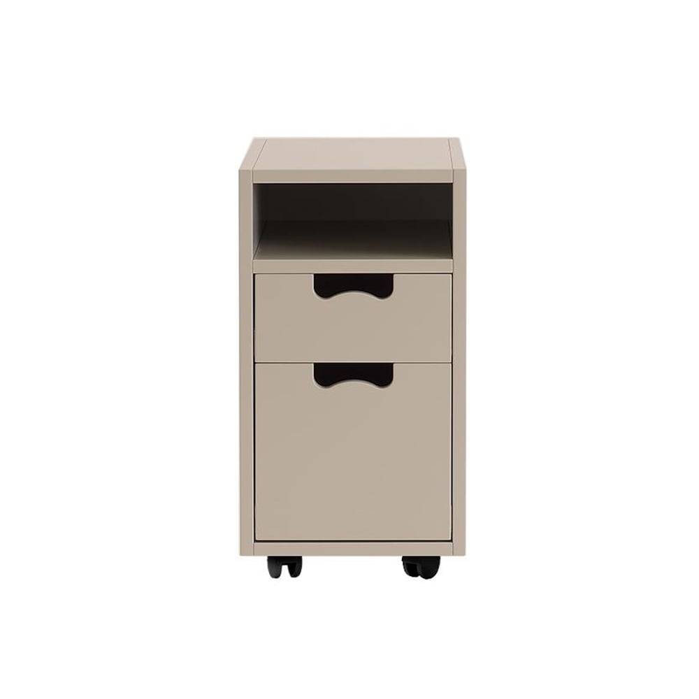 Asplund Snö G3 sängbord dark sand, svarta hjul | Skandinavisk Design | Sängbord | Beige