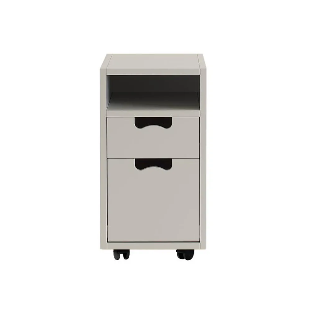 Snö G3 sängbord, light grey, svarta hjul Asplund