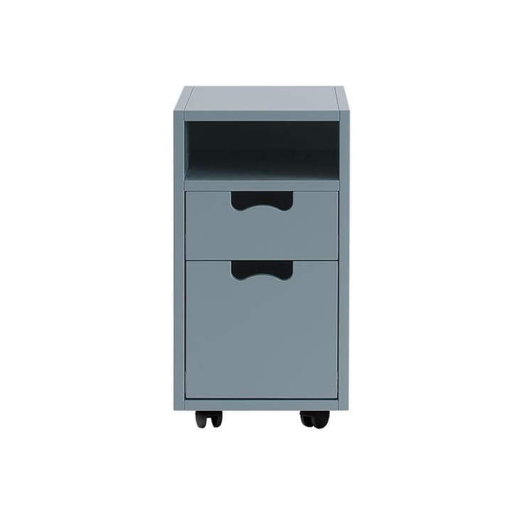 Snö G3 sängbord, nordic blue, svarta hjul Asplund