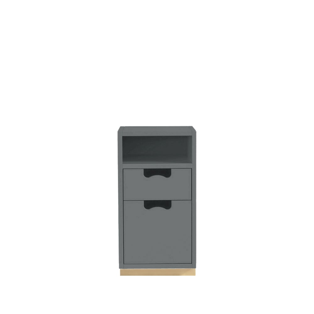 Asplund Snö G3 sängbord storm grey, björksockel | Skandinavisk Design | Sängbord | Grå