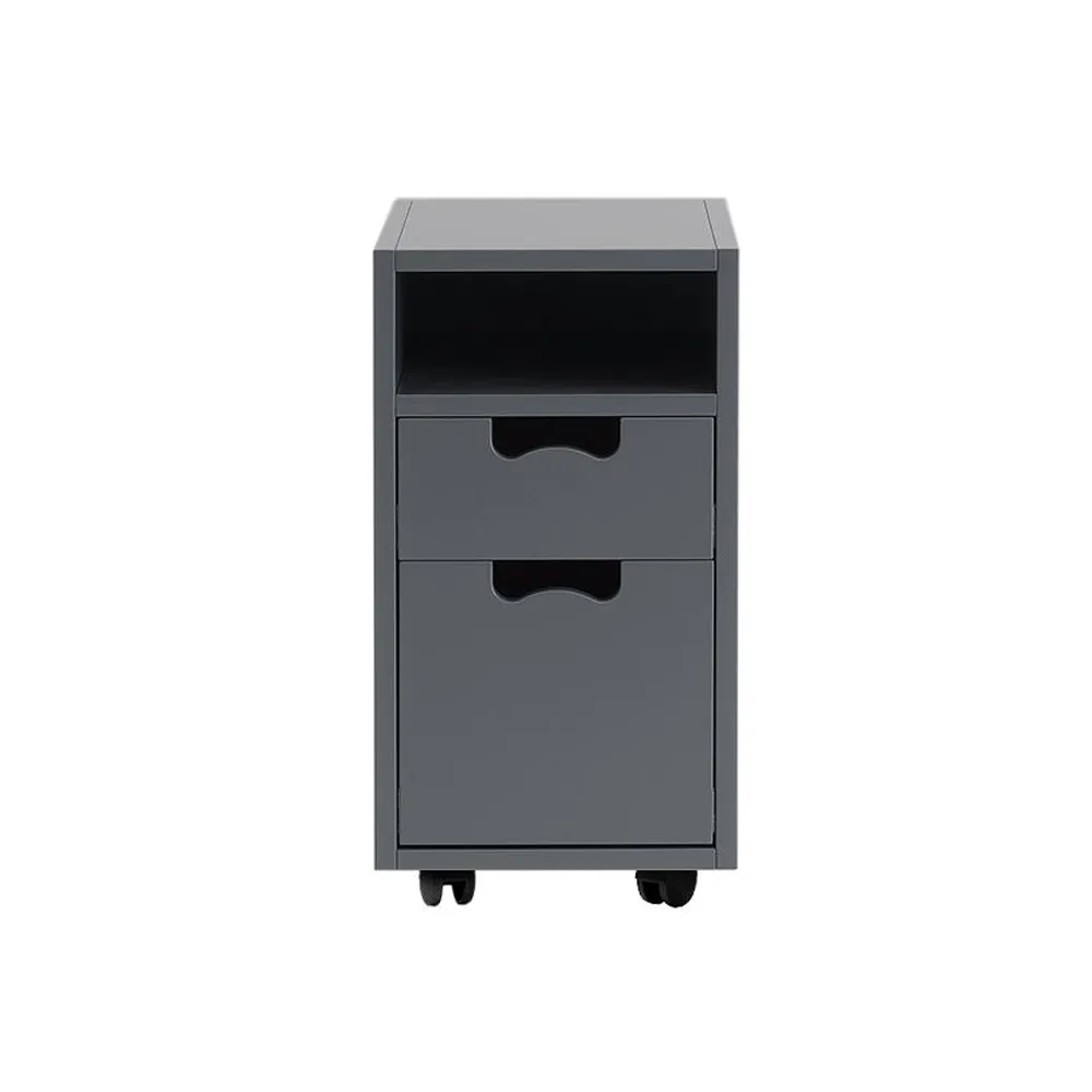 Snö G3 sängbord, storm grey, svarta hjul Asplund