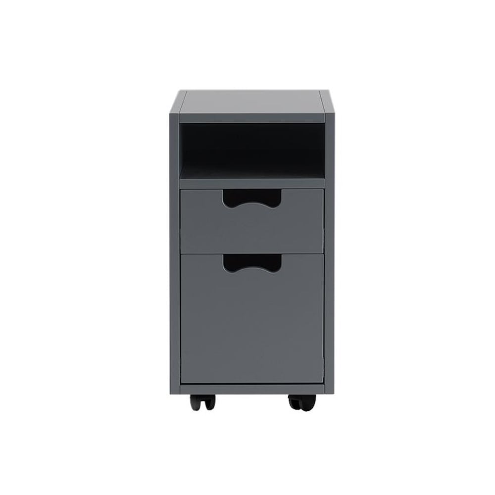 Asplund Snö G3 sängbord storm grey, svarta hjul | Skandinavisk Design | Sängbord | Grå