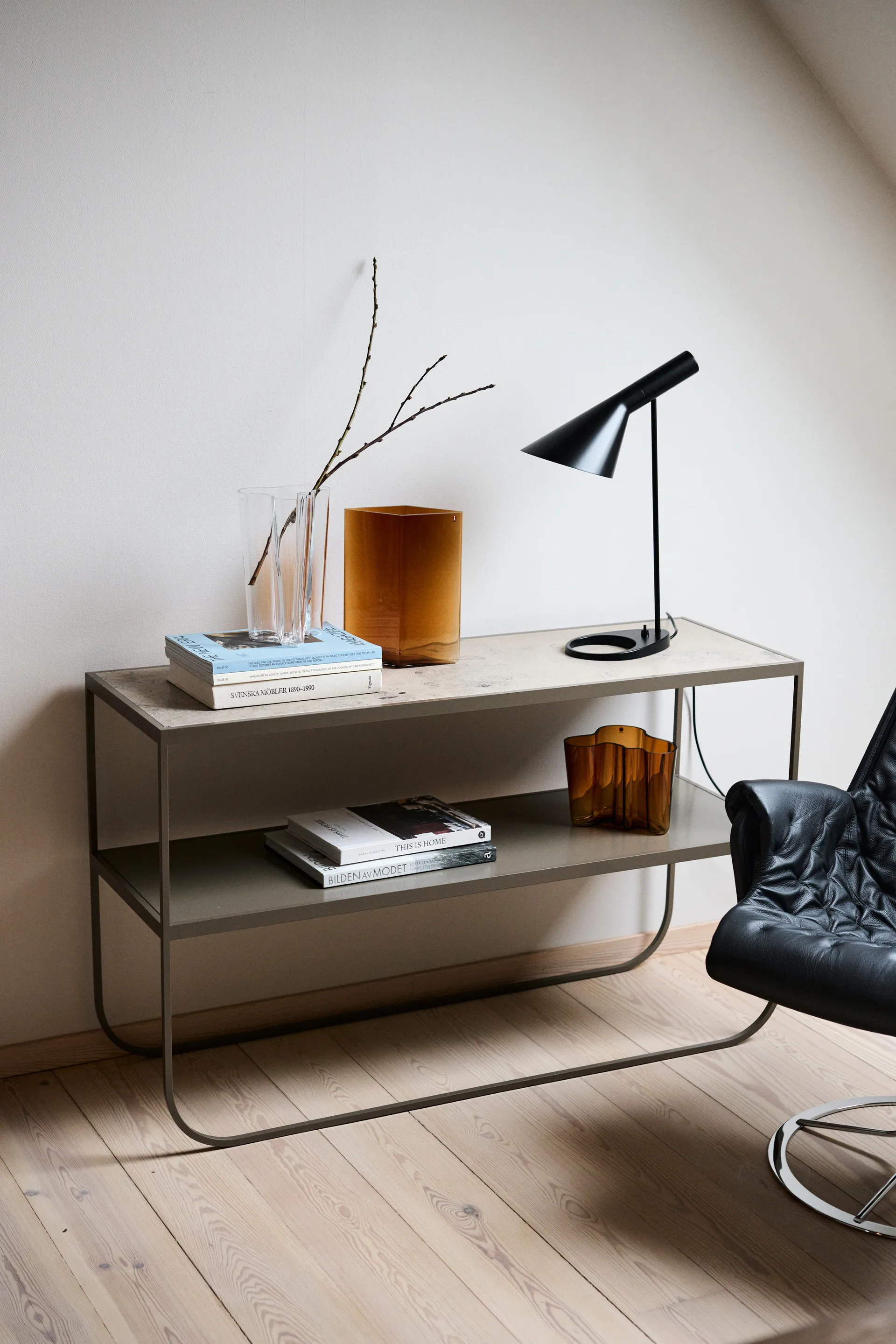 Tati console 120 konsolbord, kalksten jura, nougat stativ, 120 Asplund