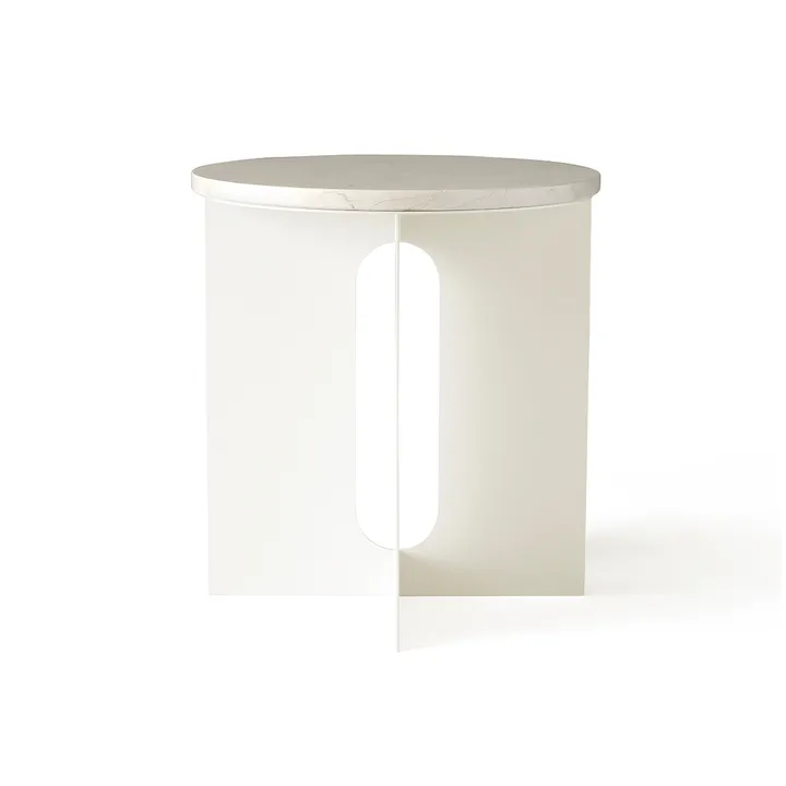 Androgyne sidobord - Calacatta Viola marmor-ivory stål, Ø42 cm - Audo Copenhagen