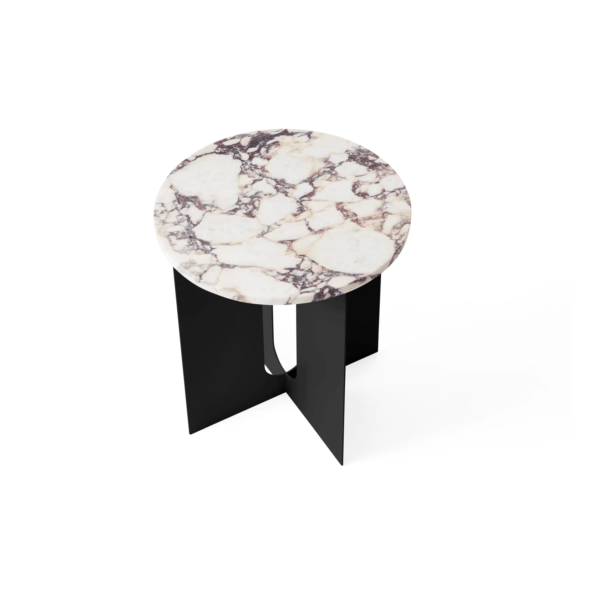 Androgyne sidobord, Calacatta Viola marmor-svart stål, Ø42 cm Audo Copenhagen
