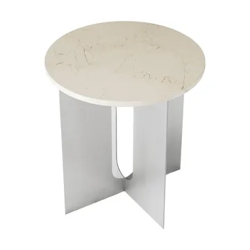 Androgyne sidobord - Crystal Rose marmor-borstat stål, Ø42 cm - Audo Copenhagen