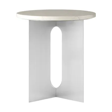 Androgyne sidobord - Crystal Rose marmor-borstat stål, Ø42 cm - Audo Copenhagen
