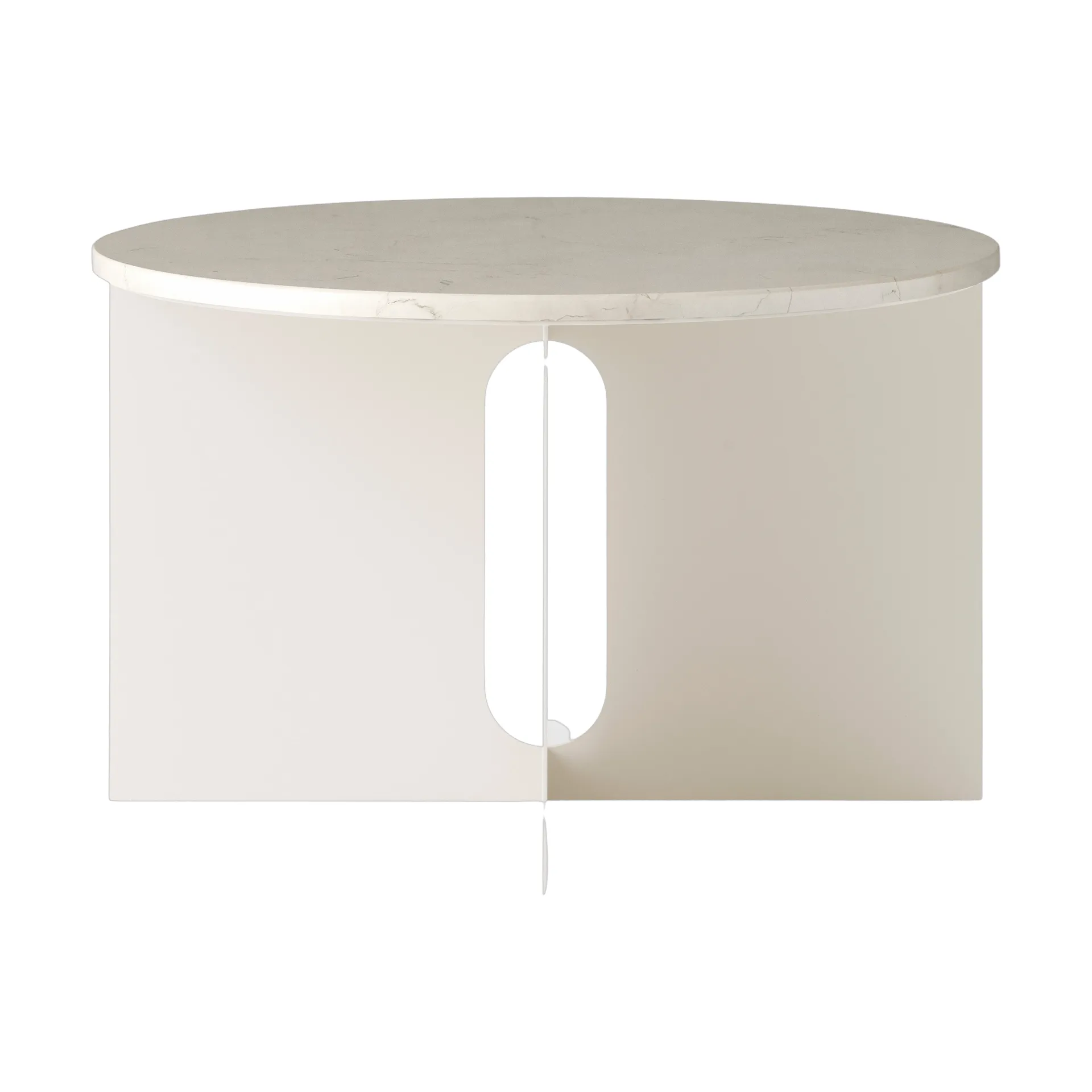 Androgyne sidobord, Crystal Rose marmor-ivory stål, Ø65 cm Audo Copenhagen