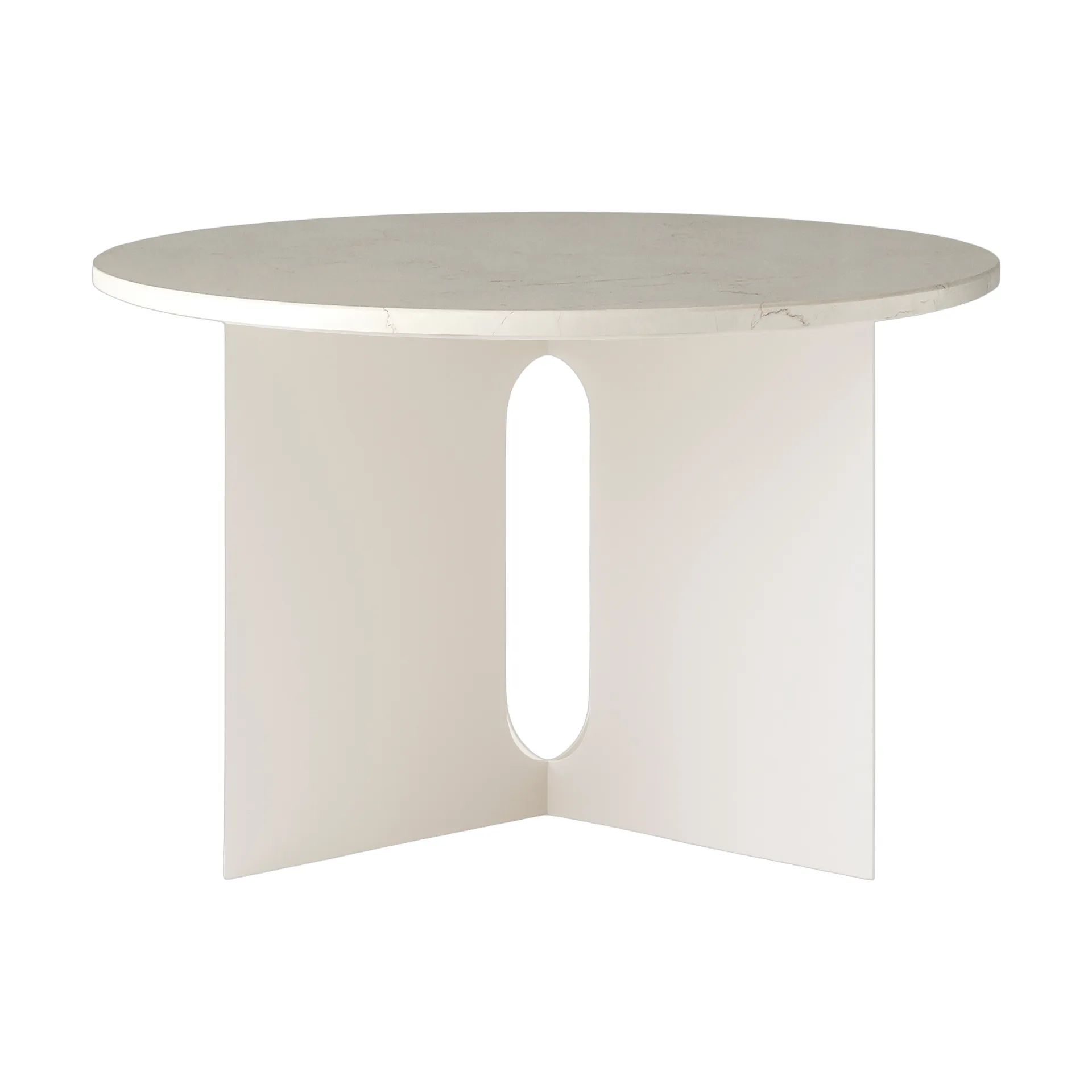 Androgyne sidobord, Crystal Rose marmor-ivory stål, Ø65 cm Audo Copenhagen