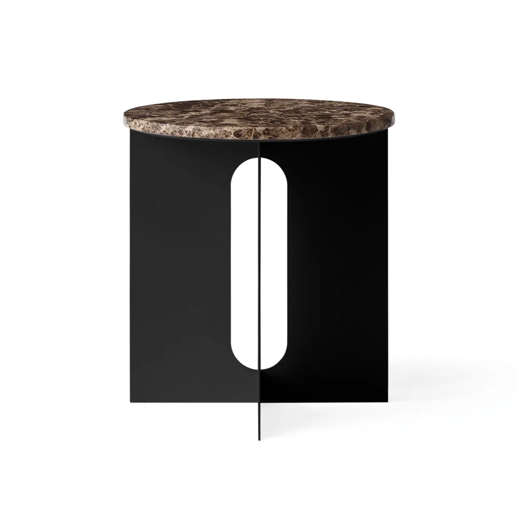 Androgyne sidobord, Emperador marmor-svart stål, Ø42 cm Audo Copenhagen