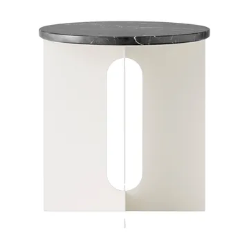 Androgyne sidobord - Nero Marquina marmor-ivory stål, Ø42 cm - Audo Copenhagen
