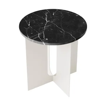 Androgyne sidobord - Nero Marquina marmor-ivory stål, Ø42 cm - Audo Copenhagen