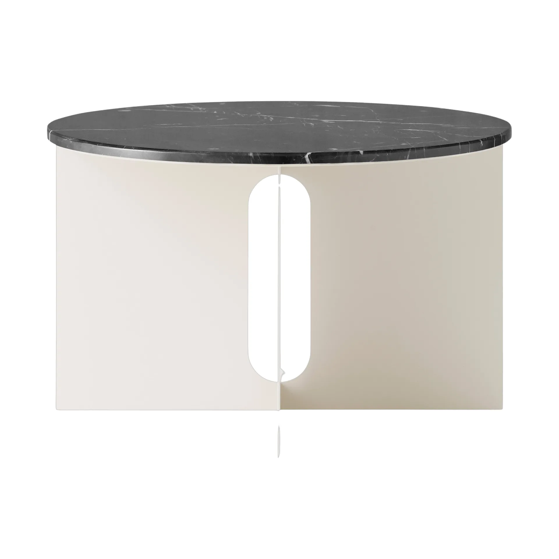 Androgyne sidobord, Nero Marquina marmor-ivory stål, Ø65 cm Audo Copenhagen